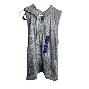 active life womens gray heather sleeveless zip up hooded vest size XXL 2XL